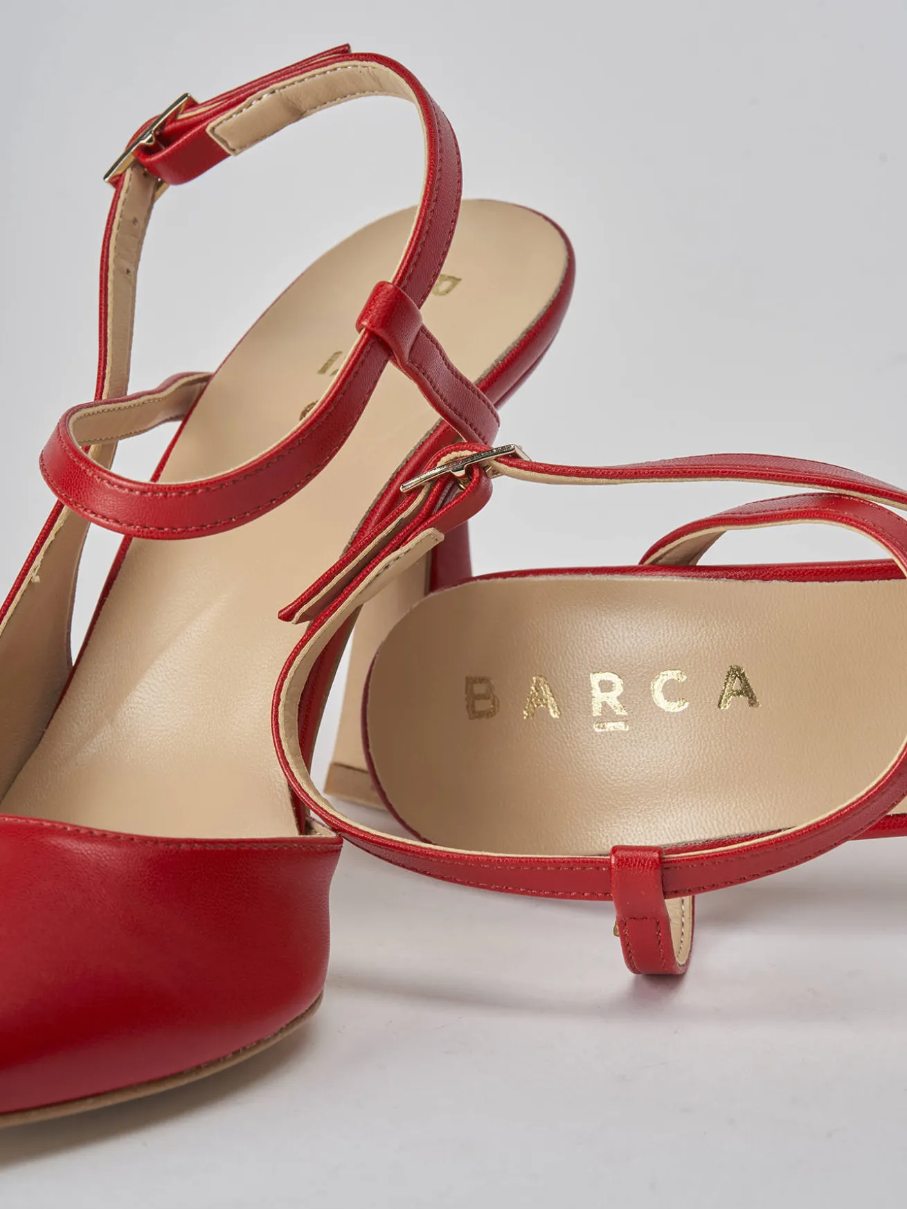 Slingback tacco 9cm pelle rosso