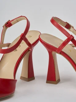 Slingback tacco 9cm pelle rosso