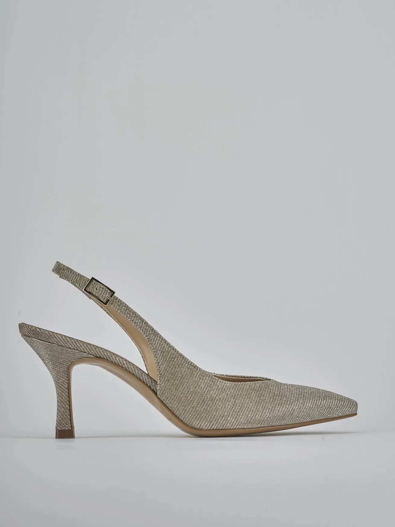 Slingback tacco 7cm pelle oro