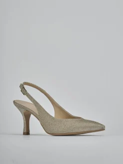 Slingback tacco 7cm pelle oro