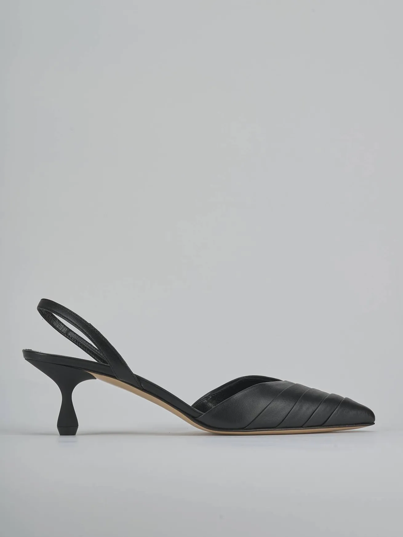 Slingback tacco 5cm pelle nero
