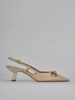 Slingback tacco 6cm pelle beige