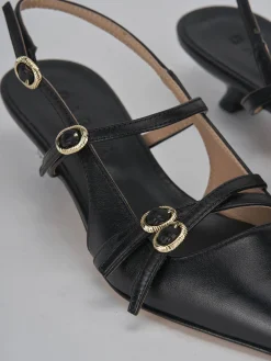 Slingback tacco 3cm pelle nero
