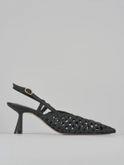 Slingback tacco 7cm pelle nero
