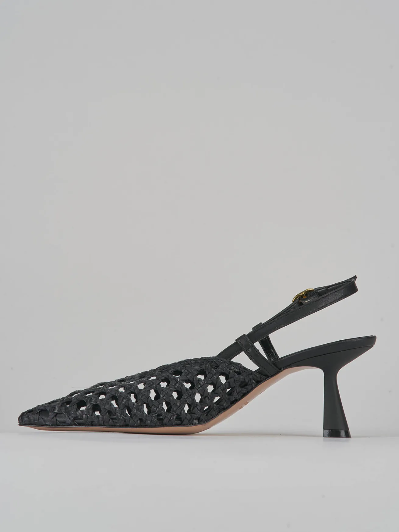 Slingback tacco 7cm pelle nero
