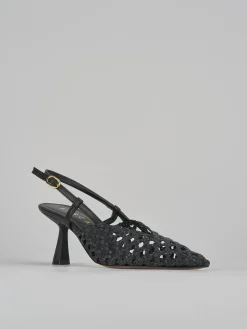 Slingback tacco 7cm pelle nero