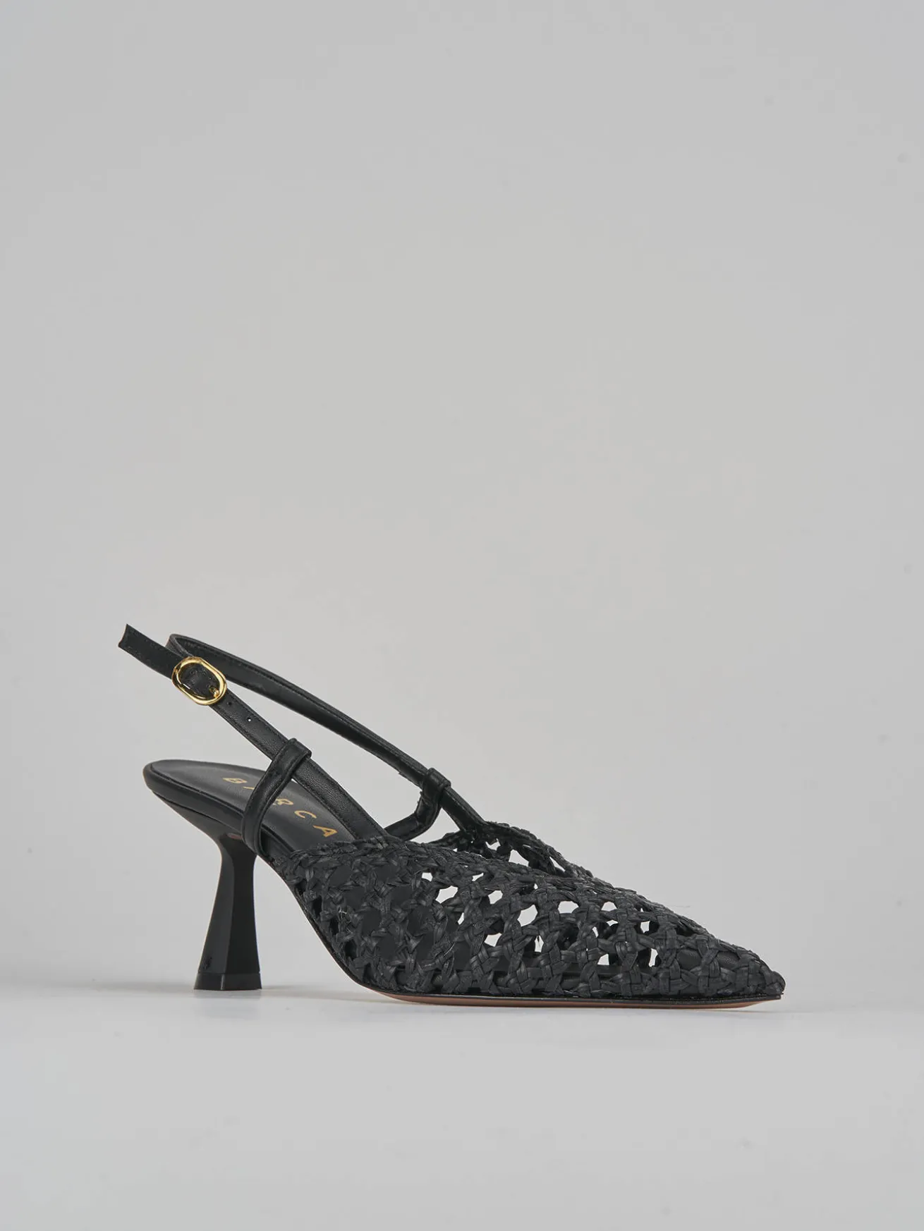 Slingback tacco 7cm pelle nero