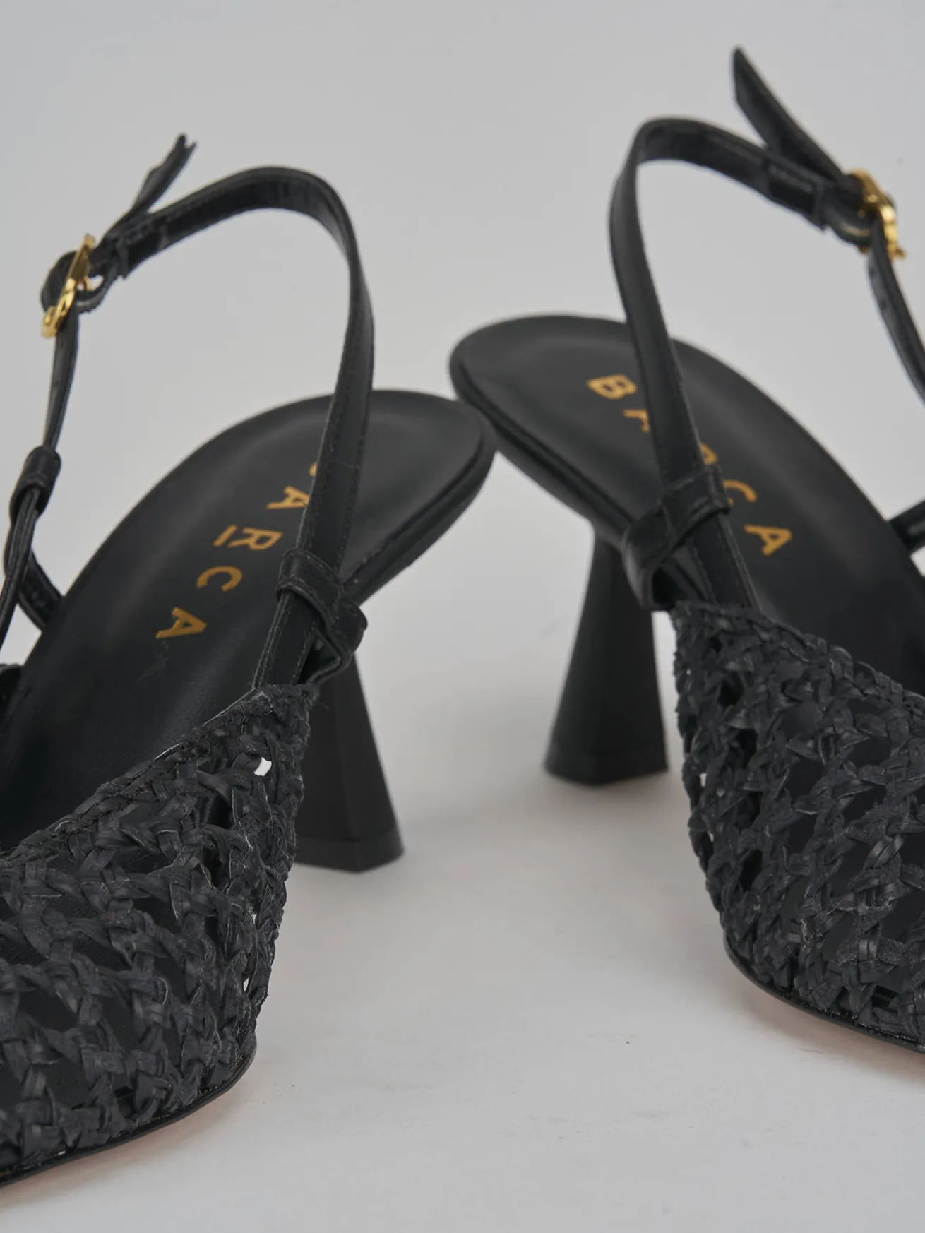 Slingback tacco 7cm pelle nero