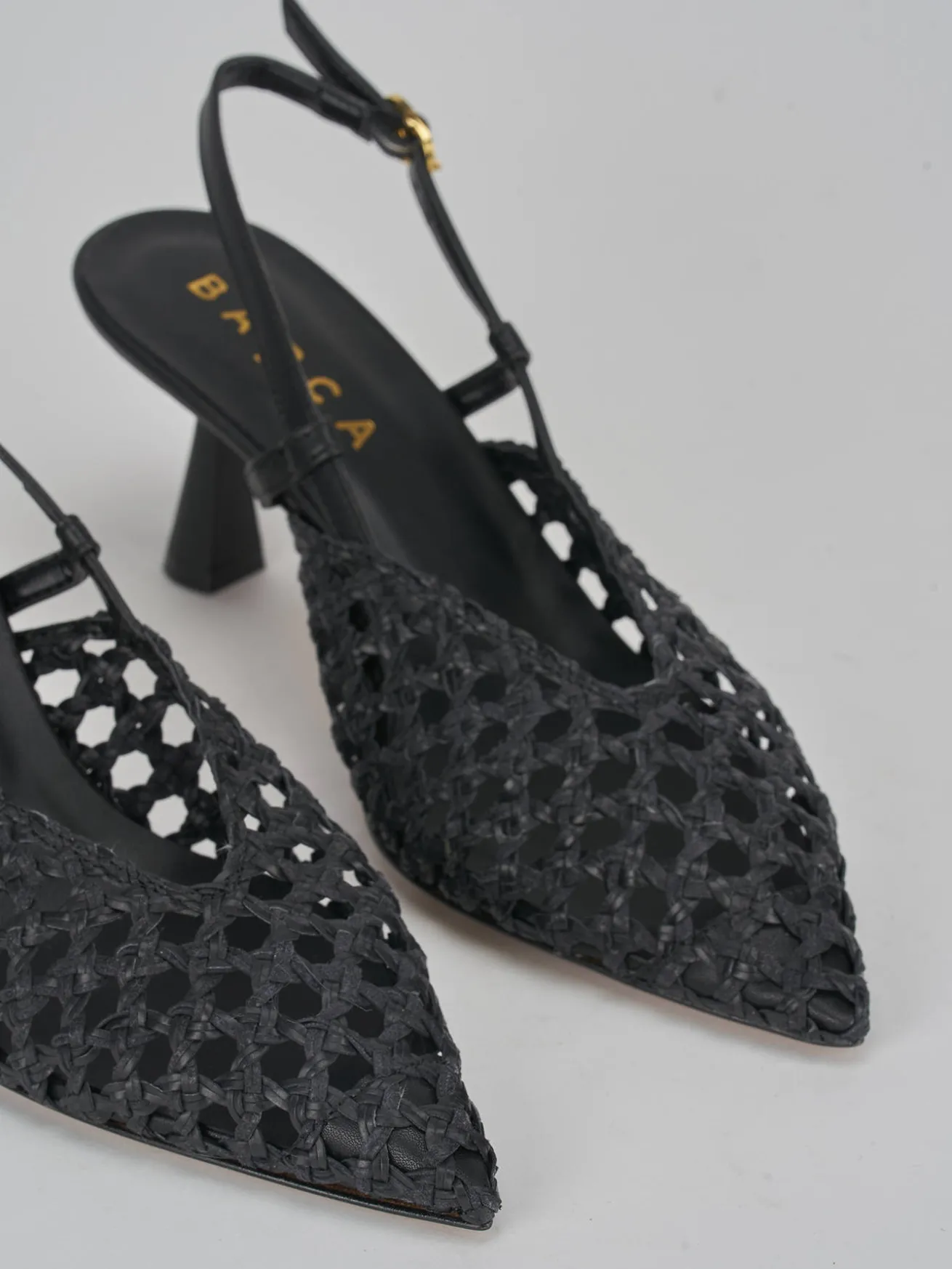 Slingback tacco 7cm pelle nero