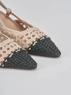 Slingback tacco 6cm pelle beige