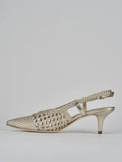 Slingback tacco 5cm pelle oro