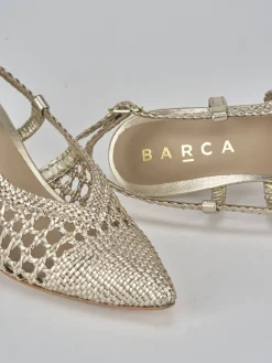 Slingback tacco 5cm pelle oro