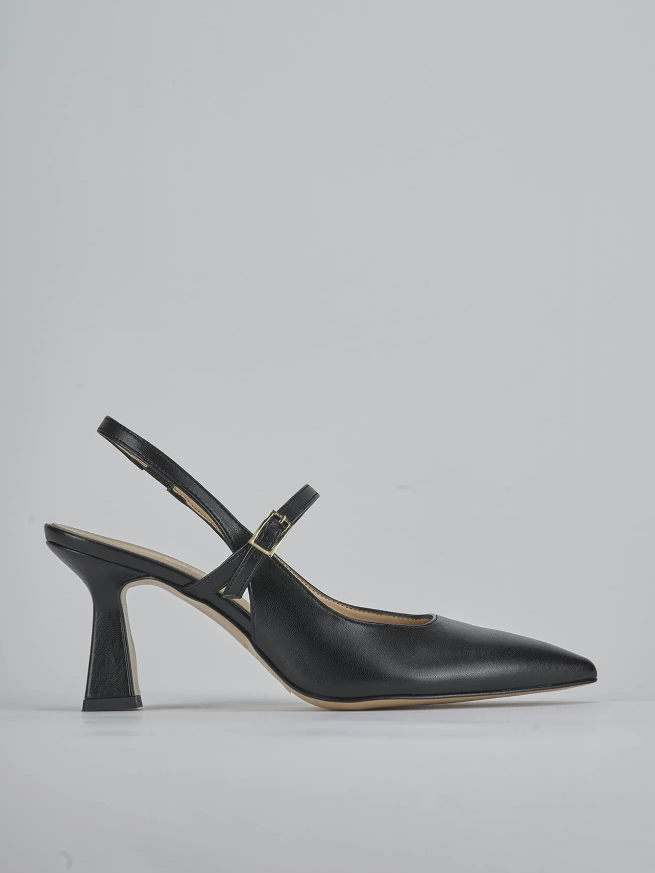 Slingback tacco 7cm pelle nero