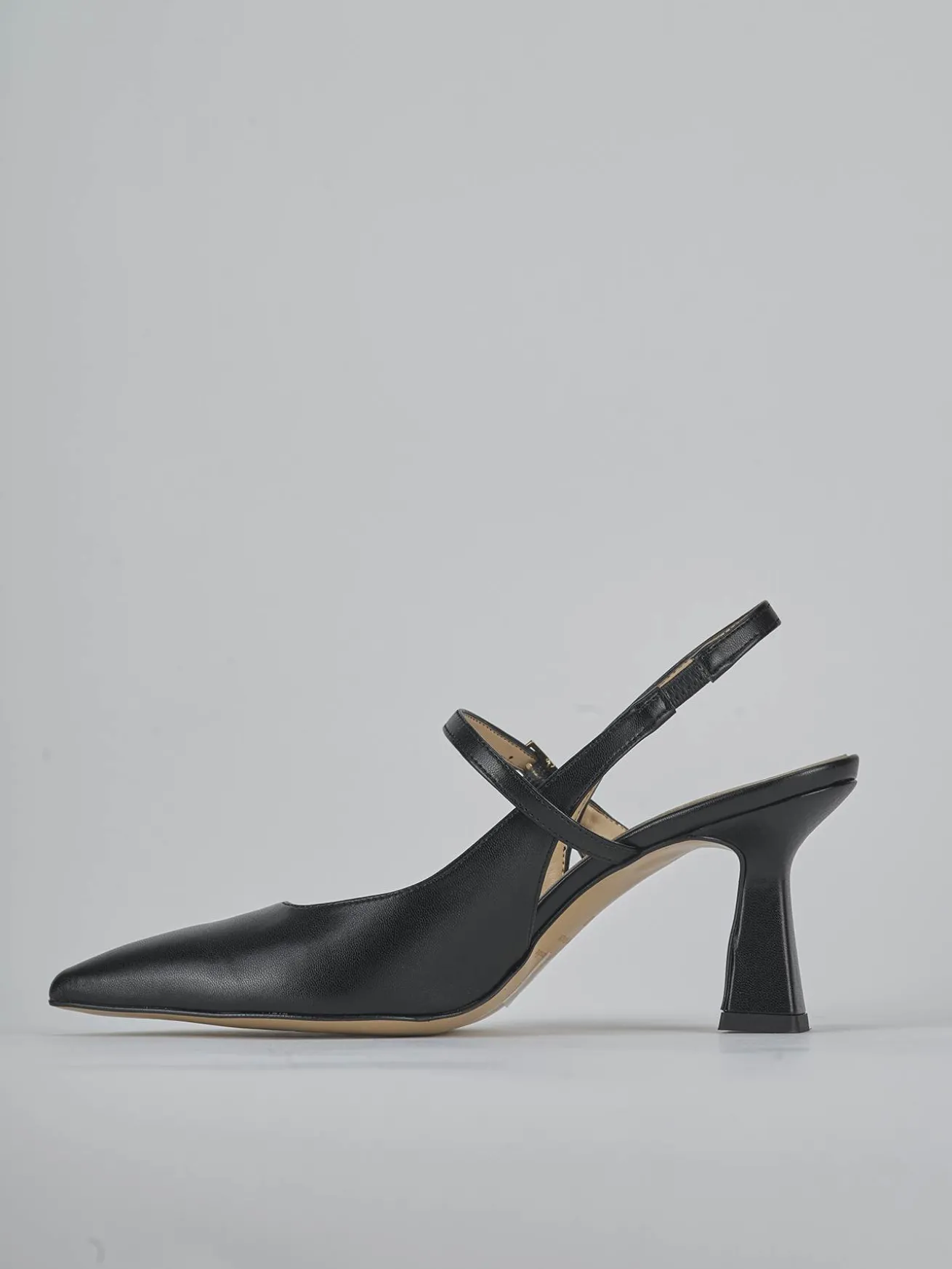 Slingback tacco 7cm pelle nero