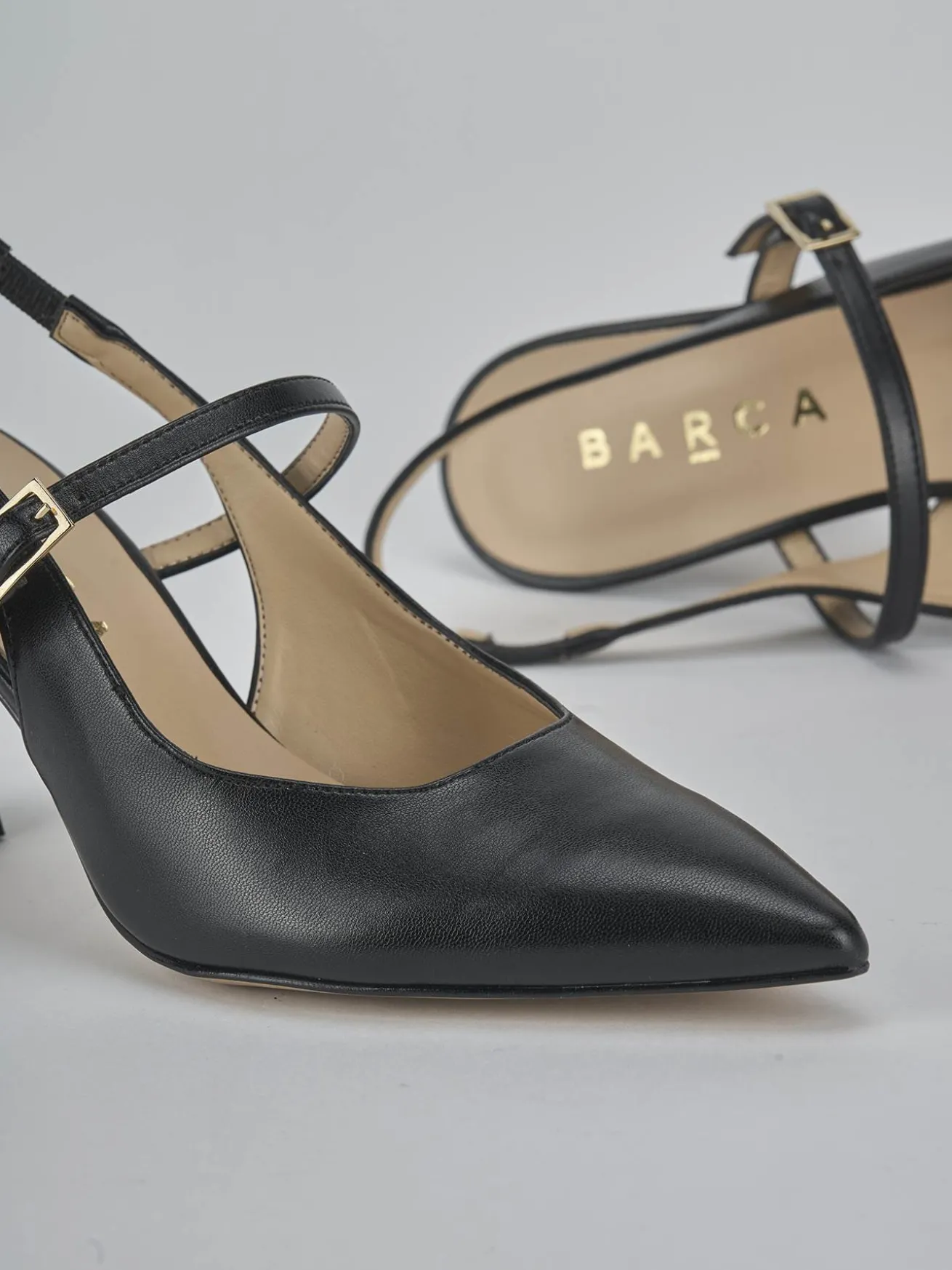 Slingback tacco 7cm pelle nero