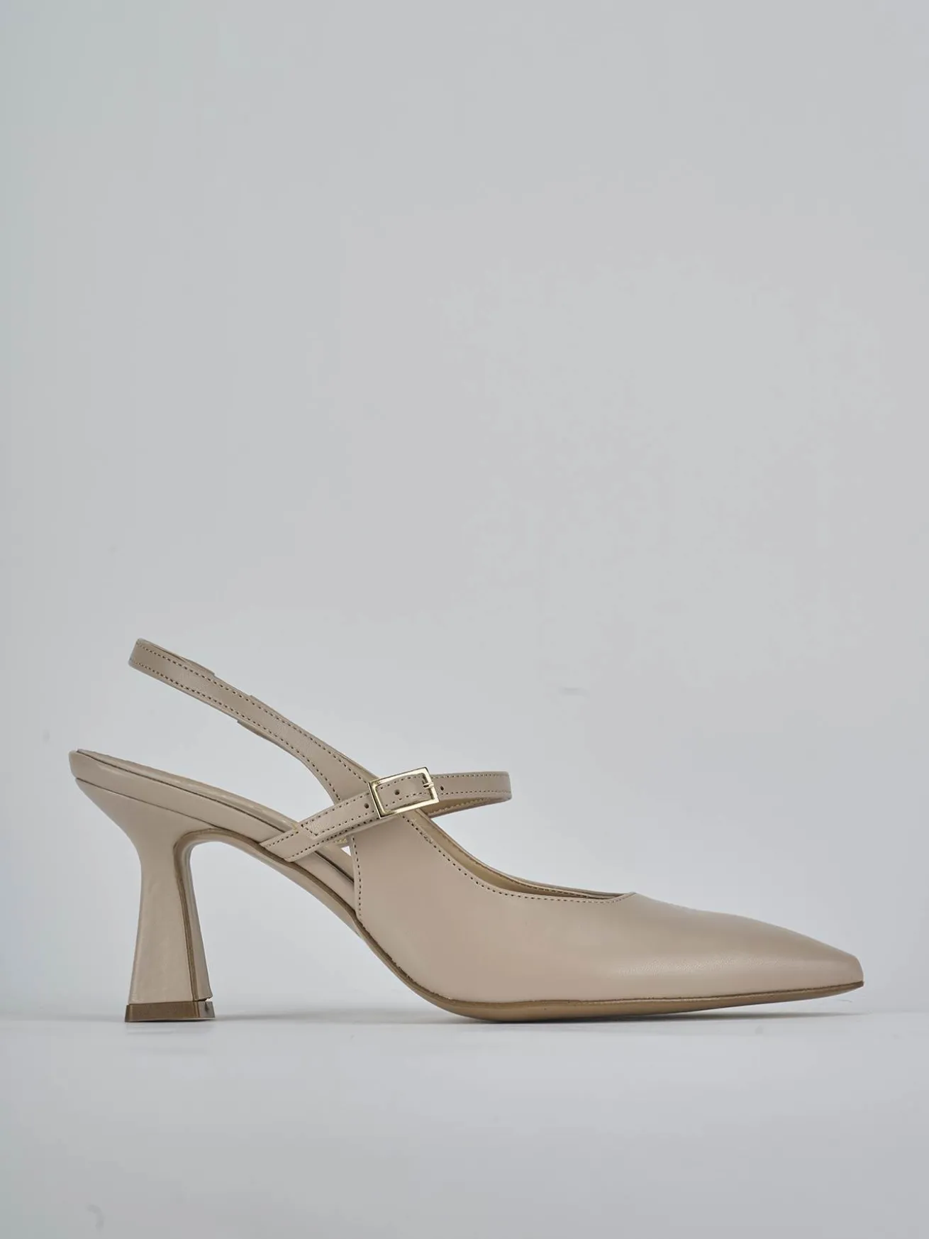 Slingback tacco 7cm pelle beige