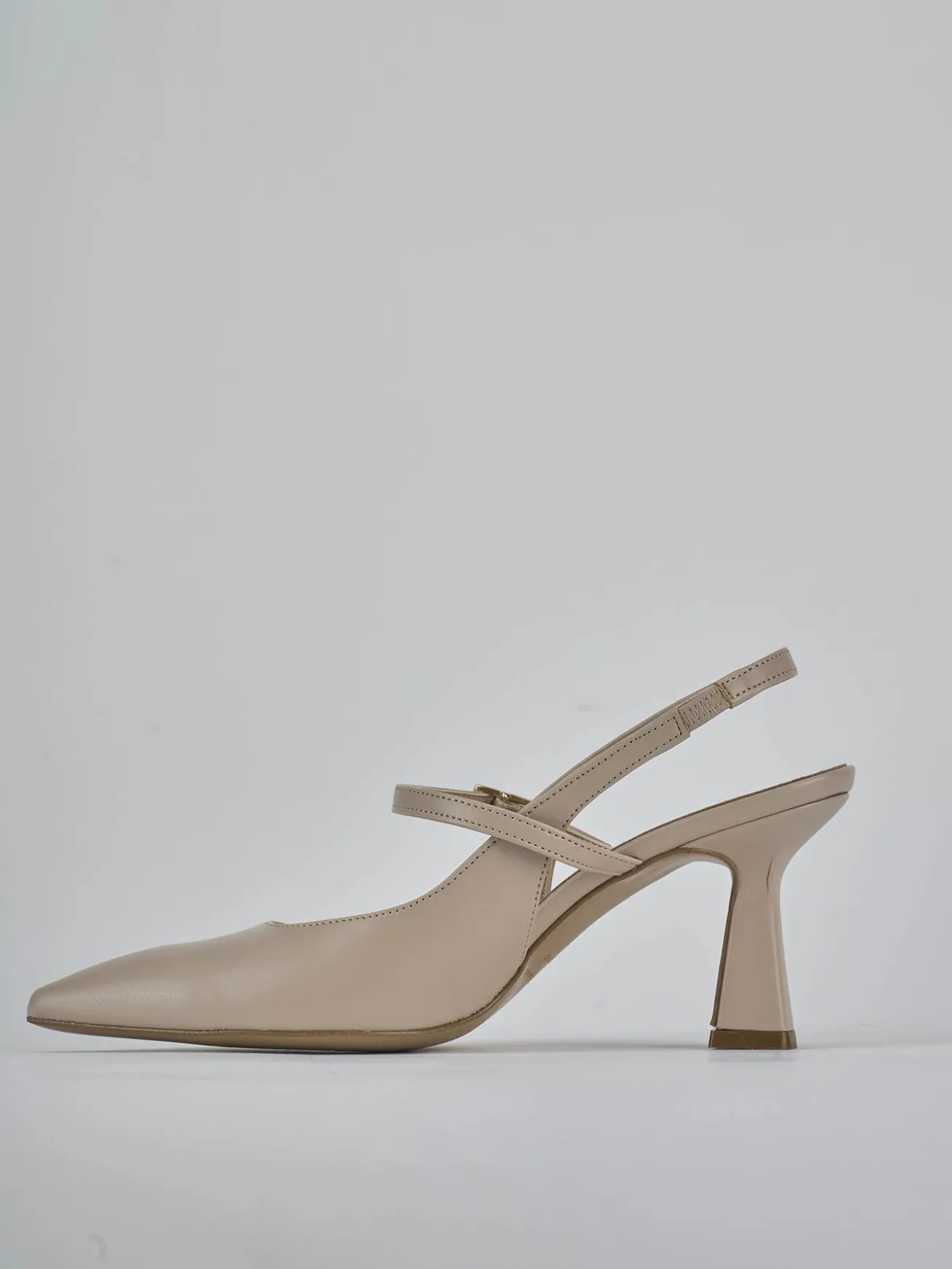 Slingback tacco 7cm pelle beige