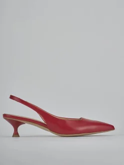 Slingback tacco 4cm pelle rosso
