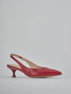 Slingback tacco 4cm pelle rosso