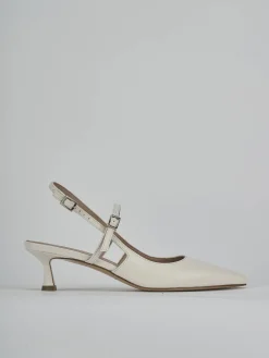 Slingback tacco 5cm pelle bianco