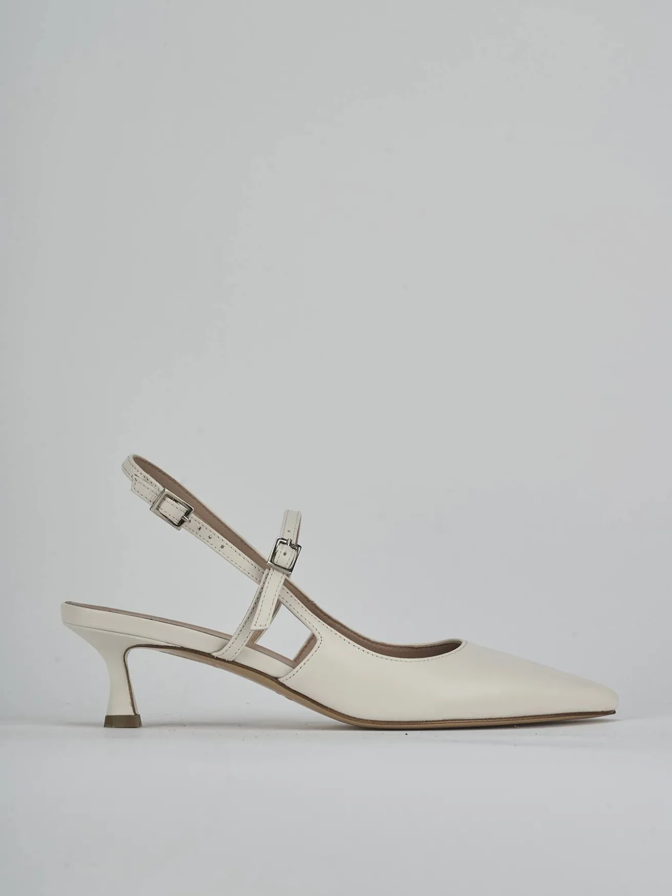Slingback tacco 5cm pelle bianco