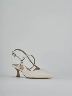 Slingback tacco 5cm pelle bianco