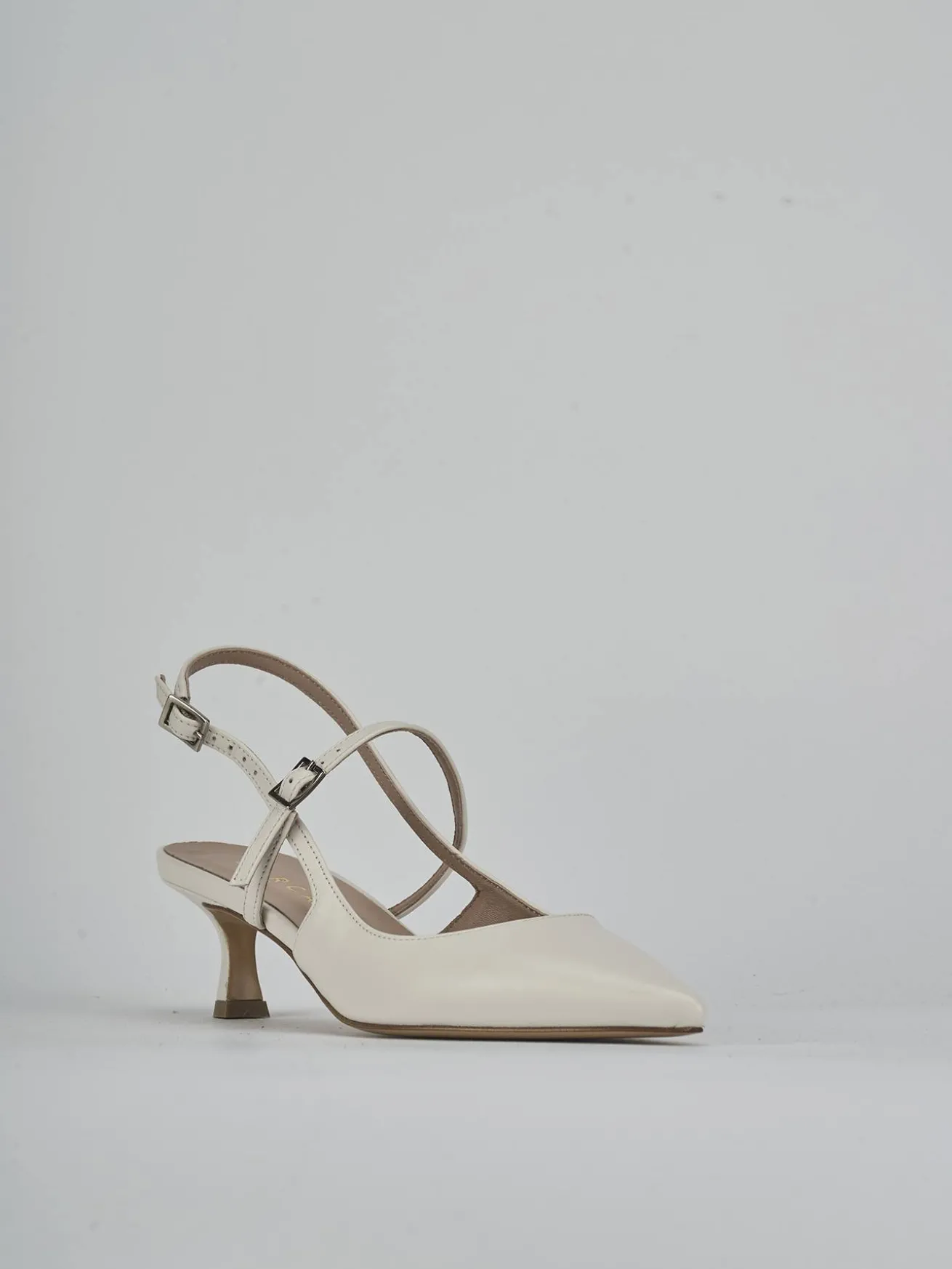 Slingback tacco 5cm pelle bianco