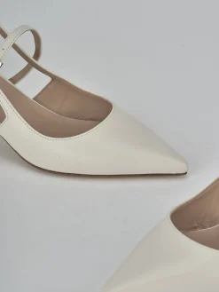 Slingback tacco 5cm pelle bianco