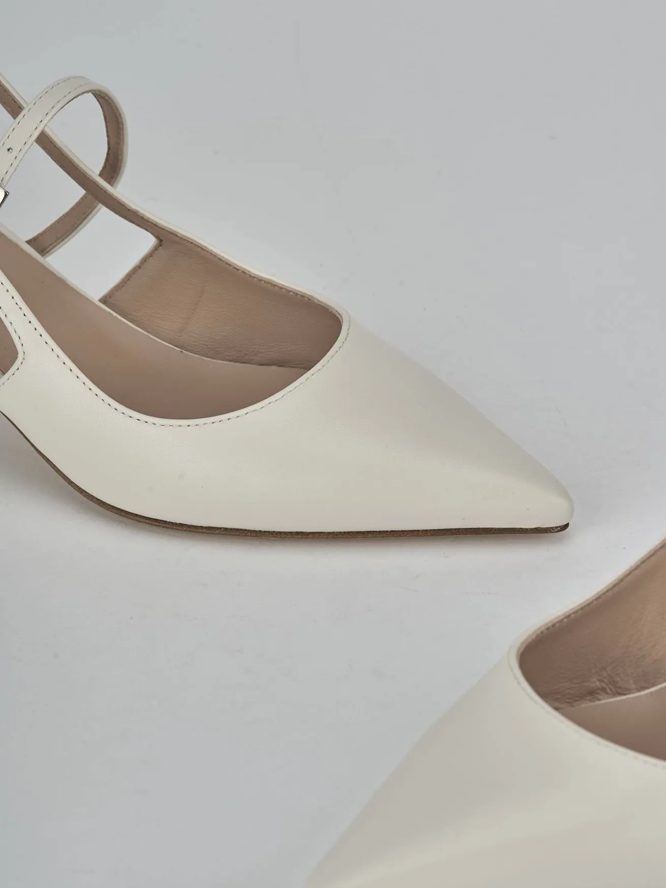 Slingback tacco 5cm pelle bianco