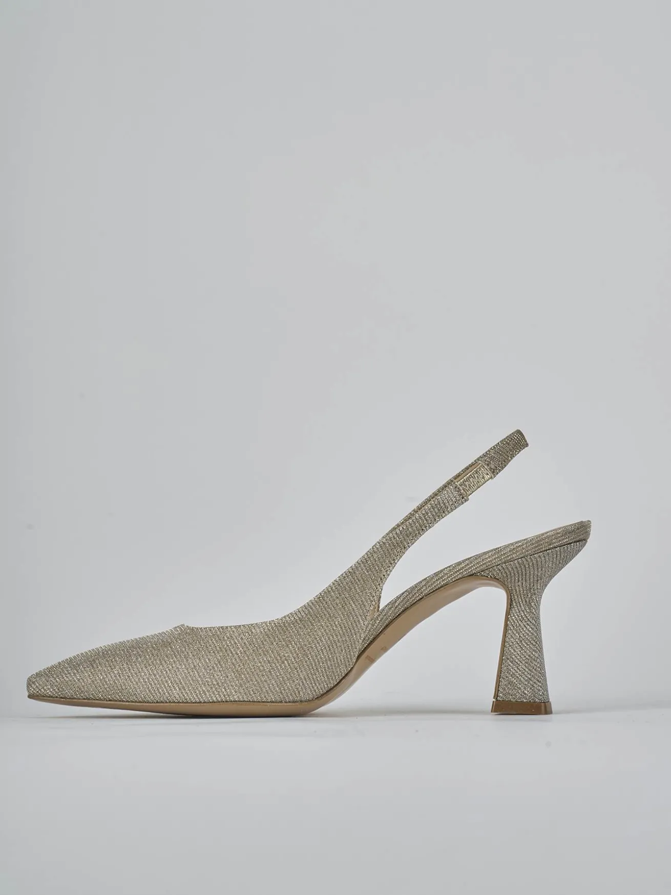 Slingback tacco 7cm pelle oro