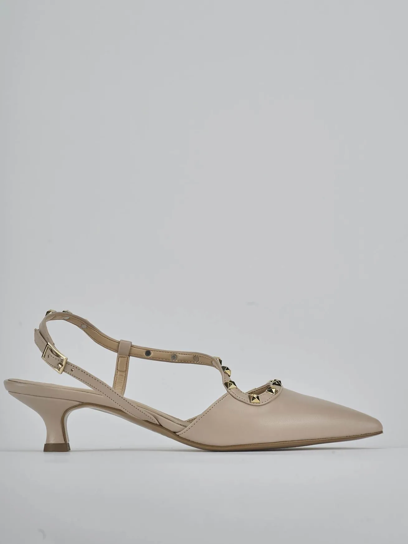 Slingback tacco 4cm pelle beige