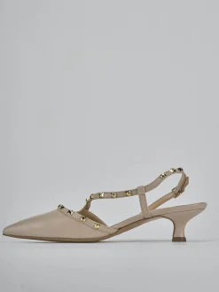 Slingback tacco 4cm pelle beige