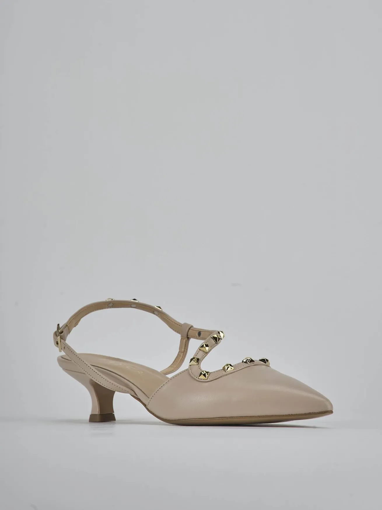 Slingback tacco 4cm pelle beige