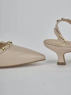 Slingback tacco 4cm pelle beige