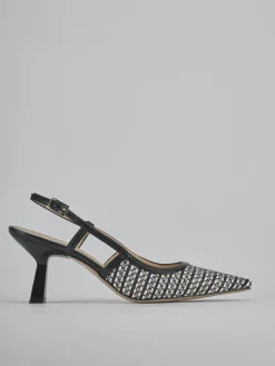 Slingback tacco 7cm pelle nero