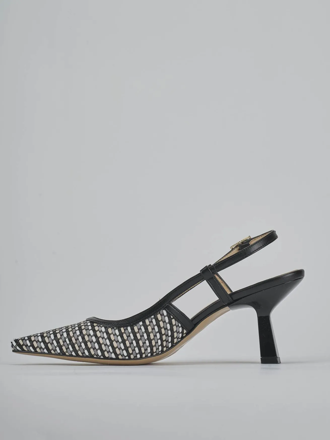 Slingback tacco 7cm pelle nero