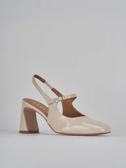 Slingback tacco 7cm pelle beige