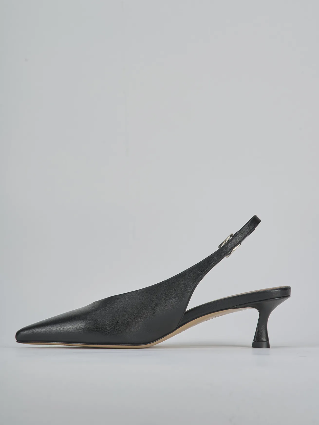 Slingback tacco 5cm pelle nero