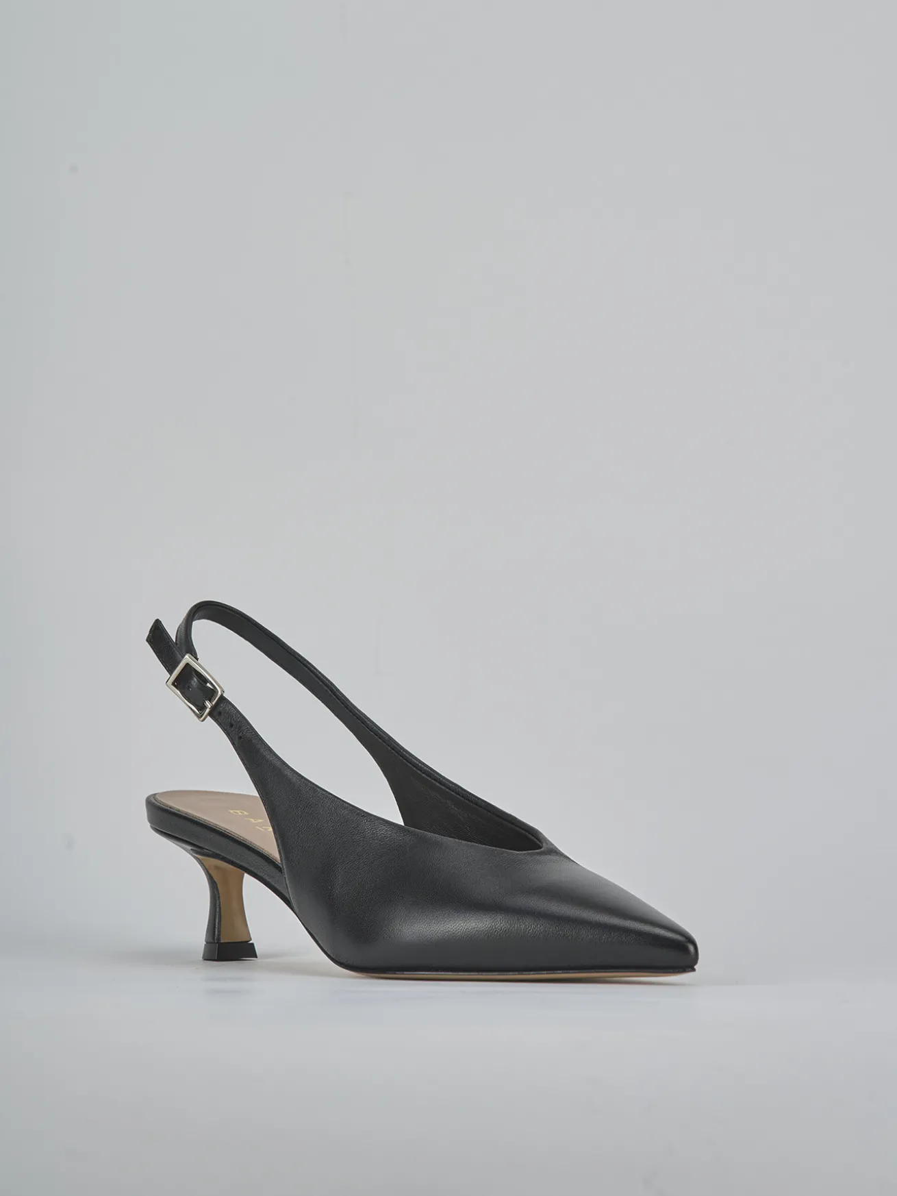 Slingback tacco 5cm pelle nero