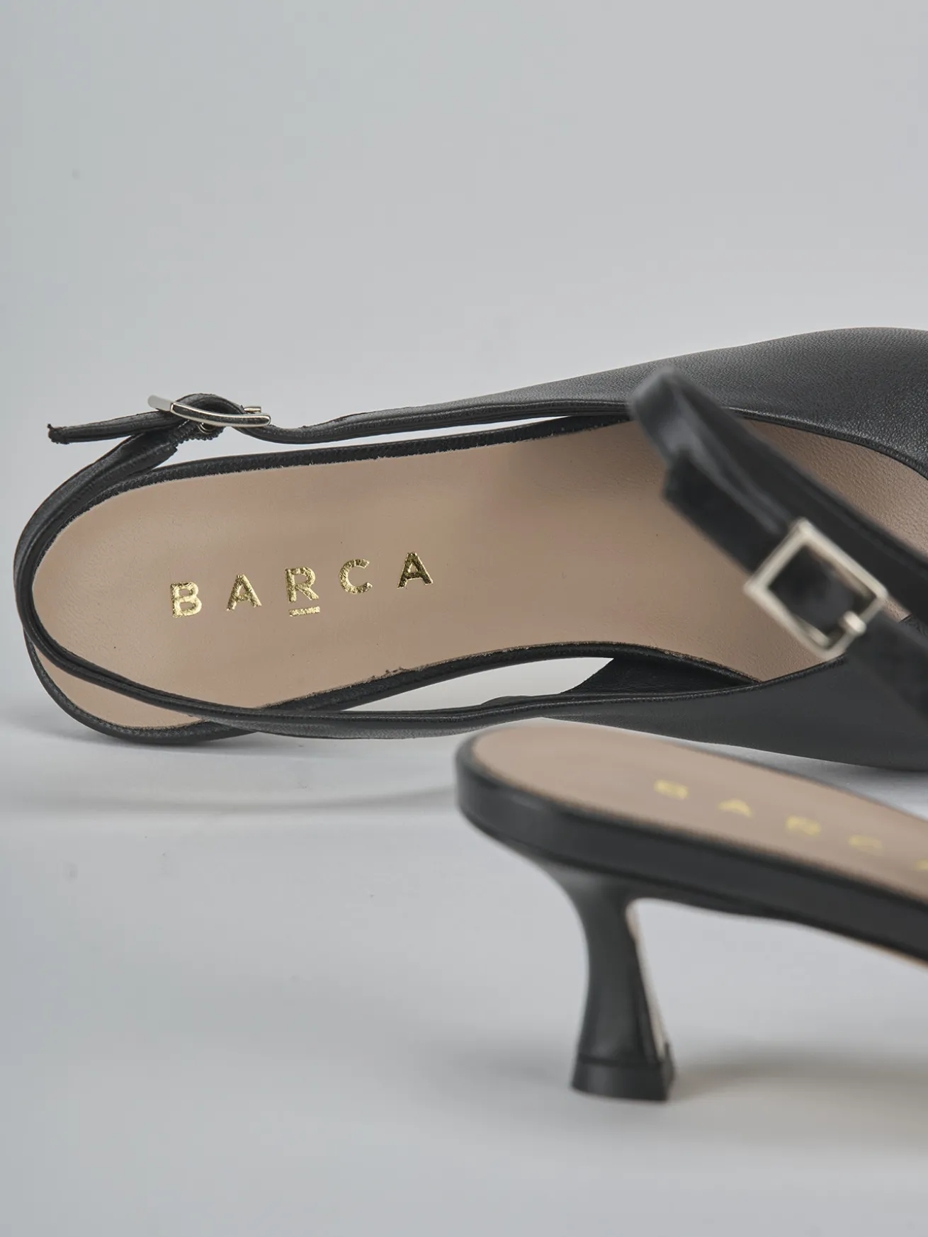 Slingback tacco 5cm pelle nero