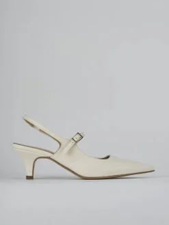 Slingback tacco 4cm pelle bianco