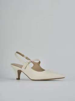 Slingback tacco 4cm pelle bianco