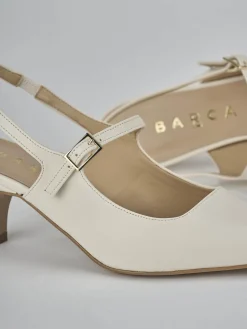 Slingback tacco 4cm pelle bianco