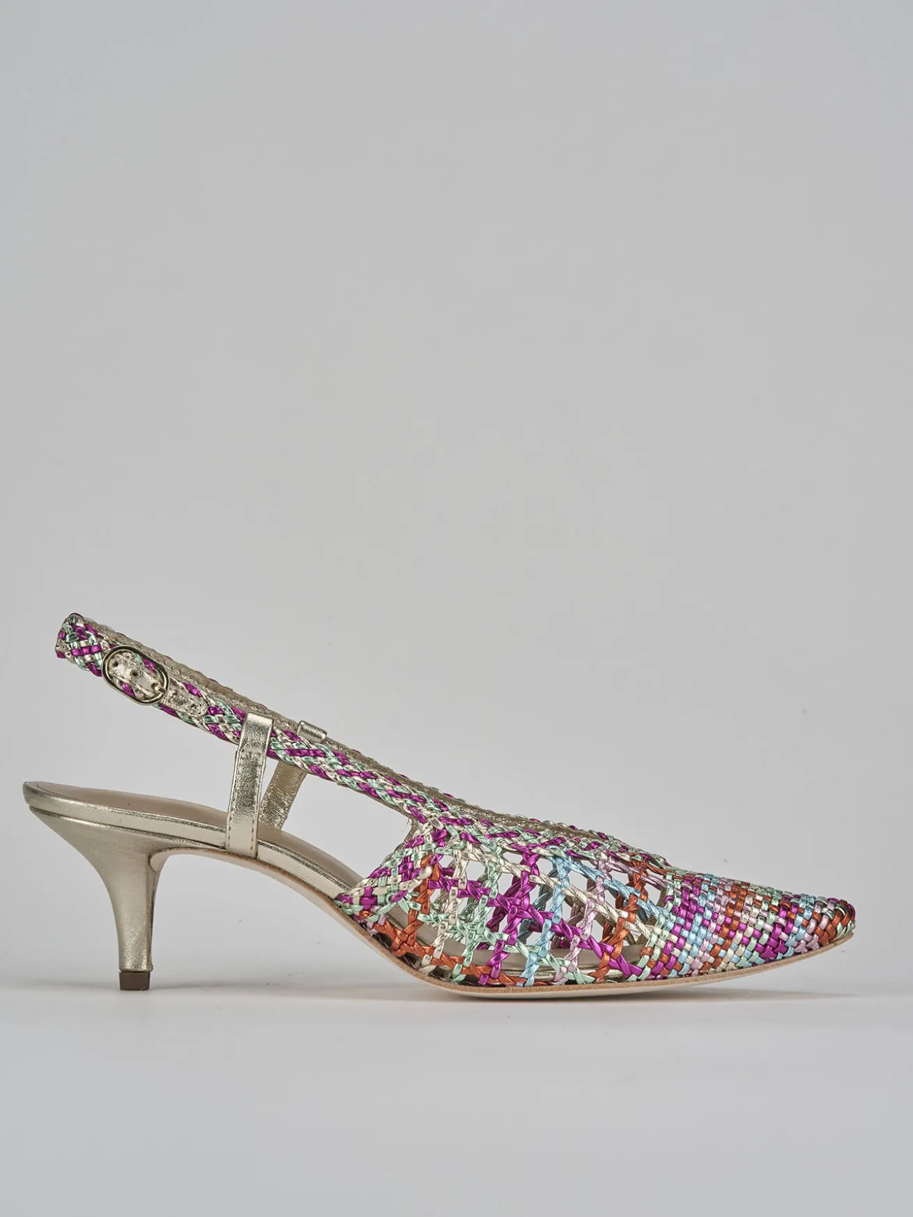 Slingback tacco 5cm pelle multicolor