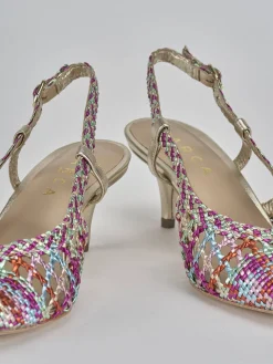 Slingback tacco 5cm pelle multicolor