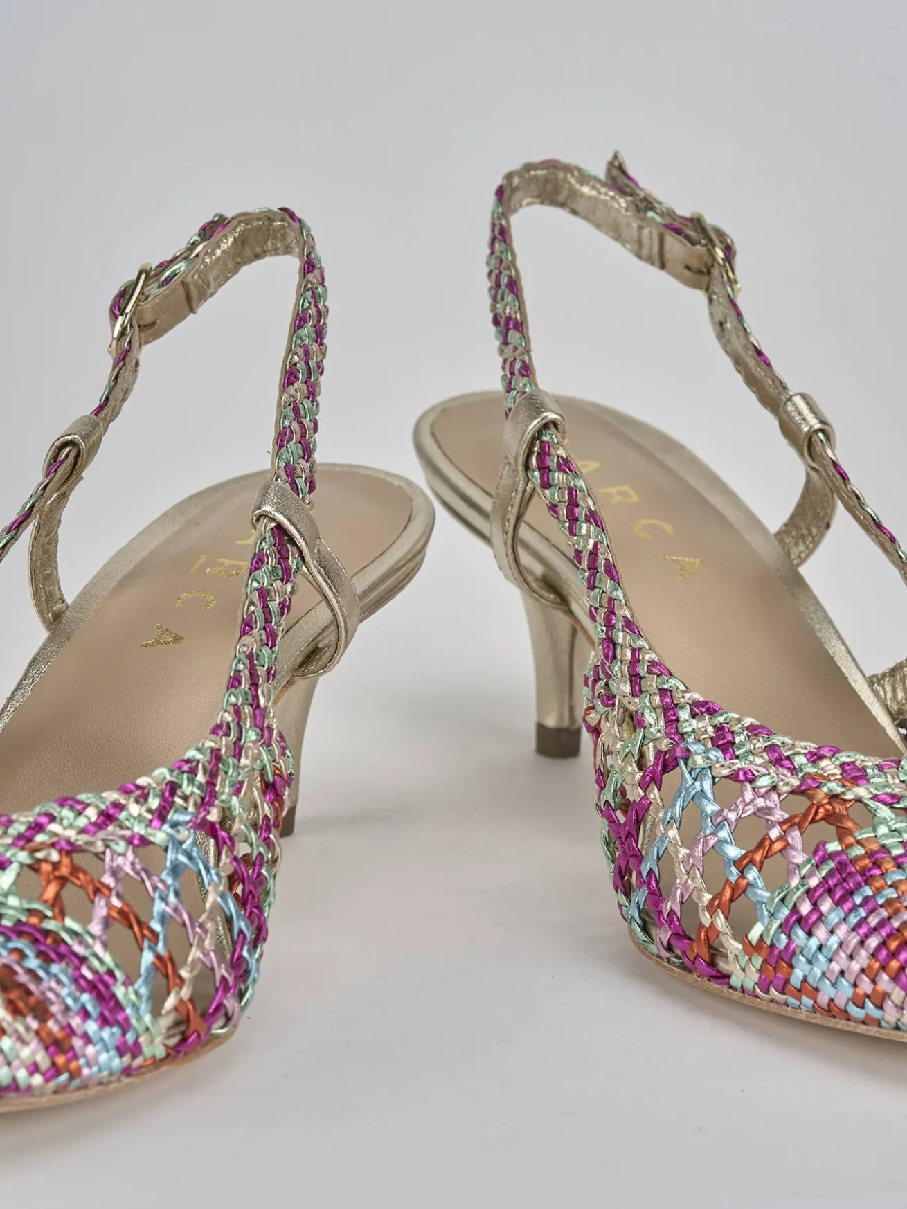 Slingback tacco 5cm pelle multicolor