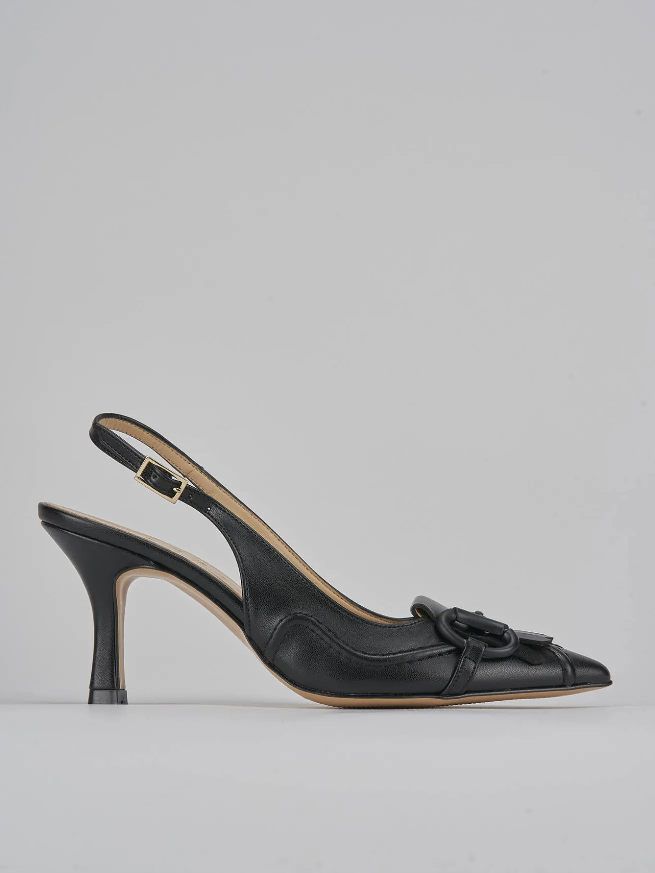 Slingback tacco 7cm pelle nero