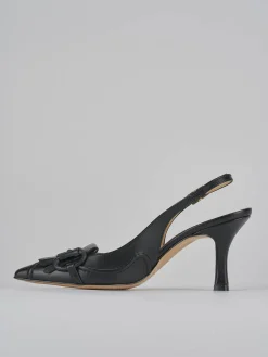 Slingback tacco 7cm pelle nero