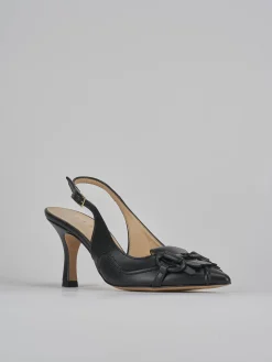 Slingback tacco 7cm pelle nero