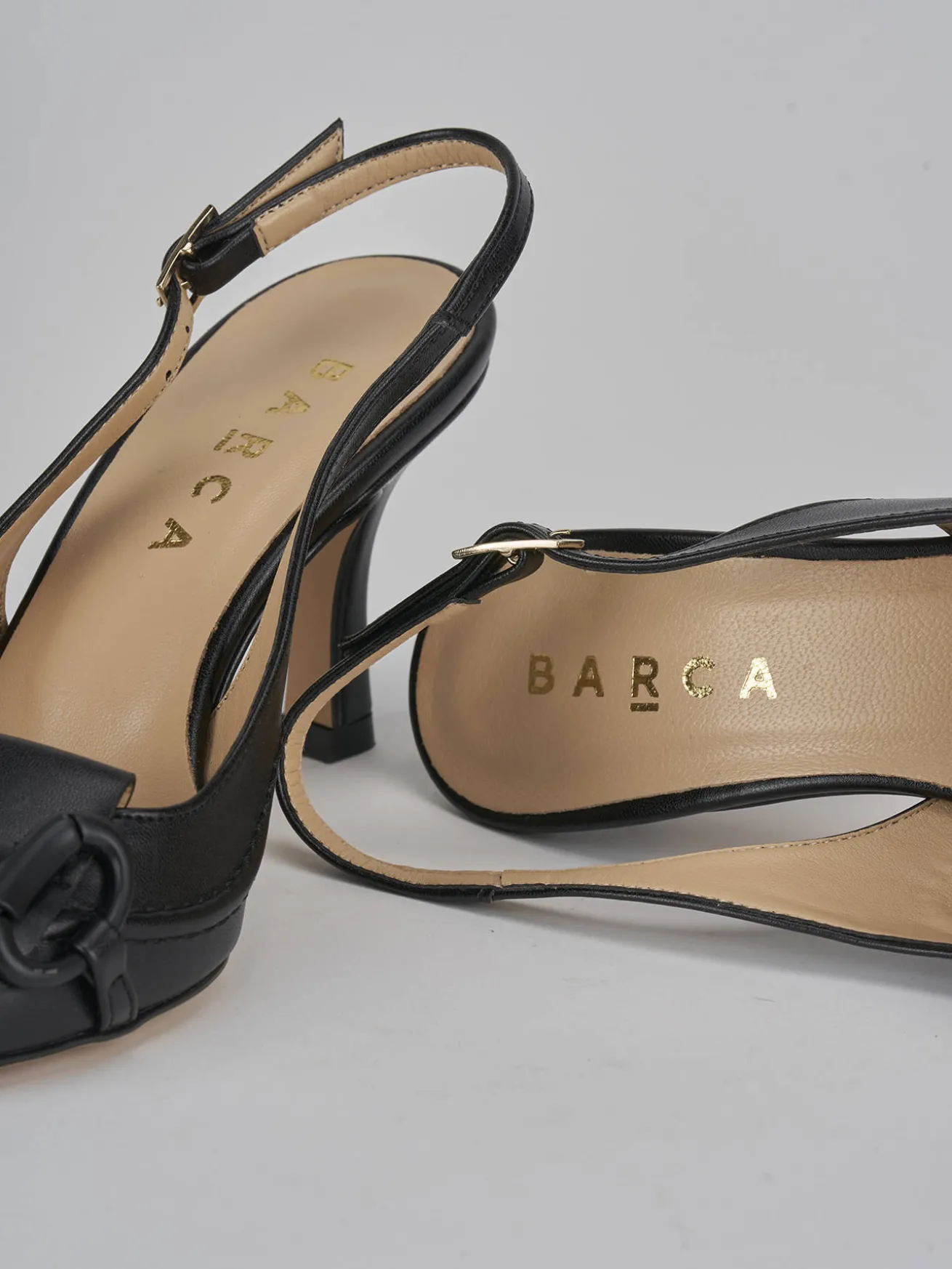 Slingback tacco 7cm pelle nero